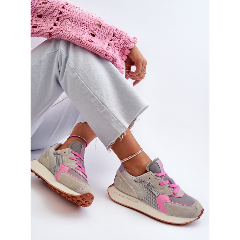 Sneakers da donna sul sistema Memory Foam Big Star Platform NN274680 Grigio-Rosa 2