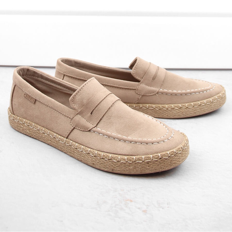 Scarpe da uomo, mocassini espadrillas slip-on, beige Big Star NN174049 1