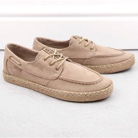 Scarpe da uomo in pelle scamosciata, mocassini, espadrillas beige Big Star NN174054 1