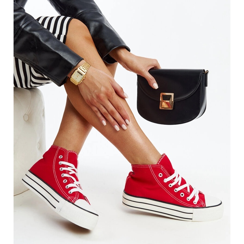 Sneakers alte rosse con suola spessa di Bagy rosso 1