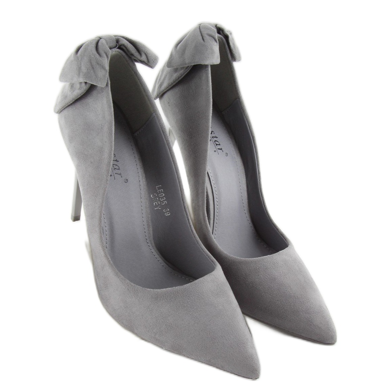 Tacchi in camoscio con fiocco LE035 Grigio 2