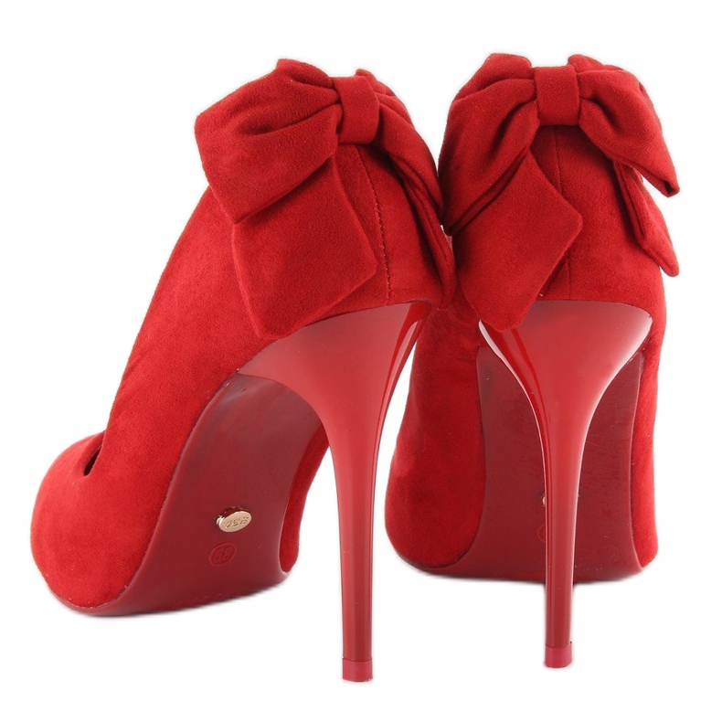 Tacchi in camoscio con fiocco LE035 Rosso 1