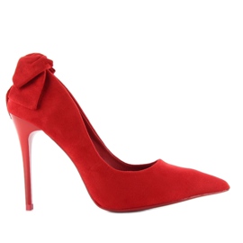 Tacchi in camoscio con fiocco LE035 Rosso 2
