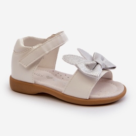 Sandali per bambini con fiocco, chiusura con velcro, Wistala bianco 1