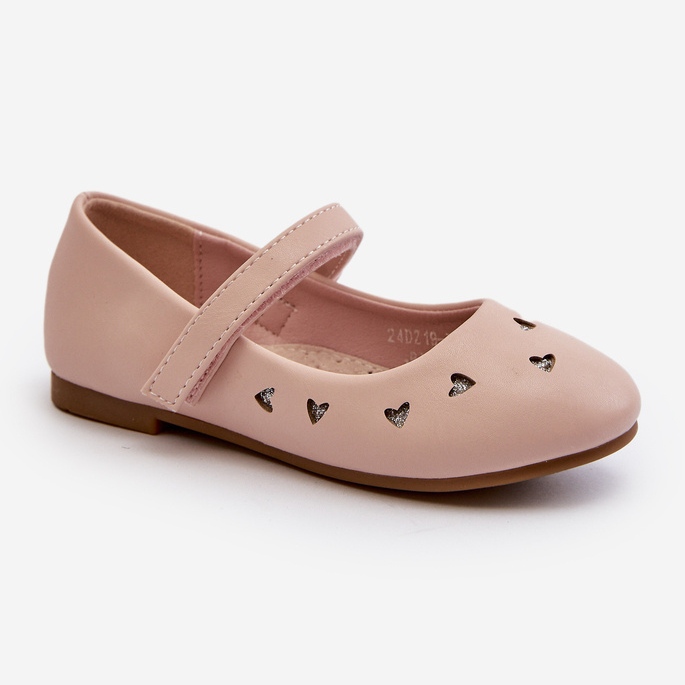 Ballerine per bambini con cuori, chiusura con velcro, rosa Danaella 1