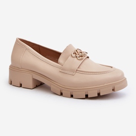 Mocassini Eleganti da Donna Beige Con Decoro Oro Tosisa 2
