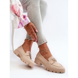 Mocassini Eleganti da Donna Beige Con Decoro Oro Tosisa 1