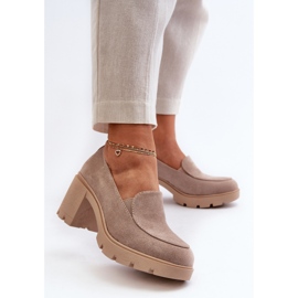 Scarpe da Donna in Eco Camoscio con Tacco Alto e Plateau, Arablosa Beige 1