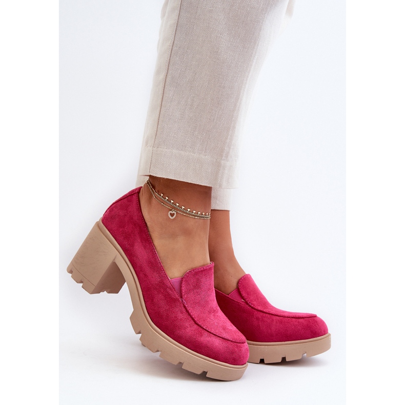 Scarpe da Donna in Eco Camoscio con Tacco Alto e Plateau Fucsia Arablosa rosa 2