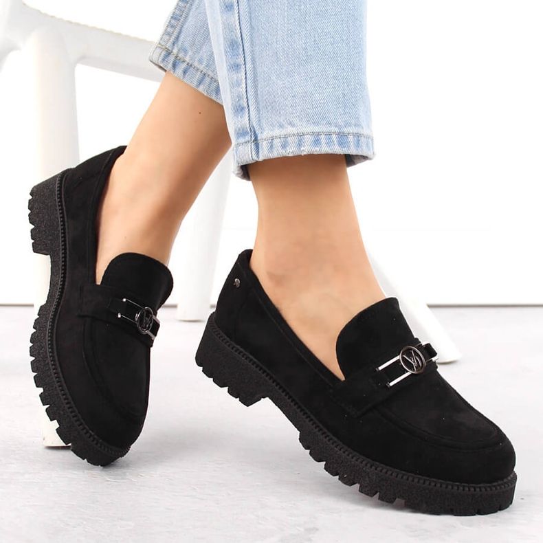 Scarpe da donna in pelle scamosciata, mocassini neri Potocki YQ21047 nero 1