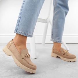 Scarpe da donna in camoscio, mocassini beige Potocki YQ21047 2