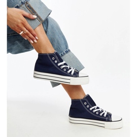 Sneakers alte blu navy con suola spessa di Bagy 1