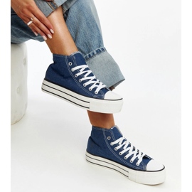 Bagy sneakers alte in denim con suola spessa blu 1