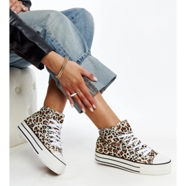 Bagy sneakers alte con stampa leopardata e suola spessa marrone 1
