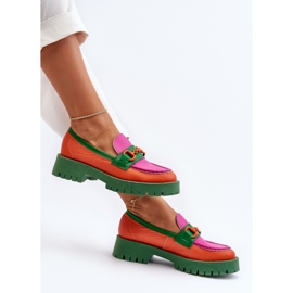 Mocassini da Donna in Pelle Con Decoro CheBello 4444 Arancio multicolore 2