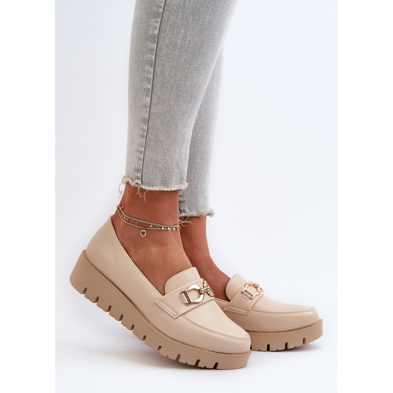 Mocassini Platform Da Donna Con Decoro, Kaldina Beige Chiaro 2