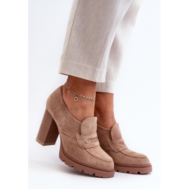 Evento Scarpe da donna in ecopelle scamosciata con tacco alto Larmaves beige 1