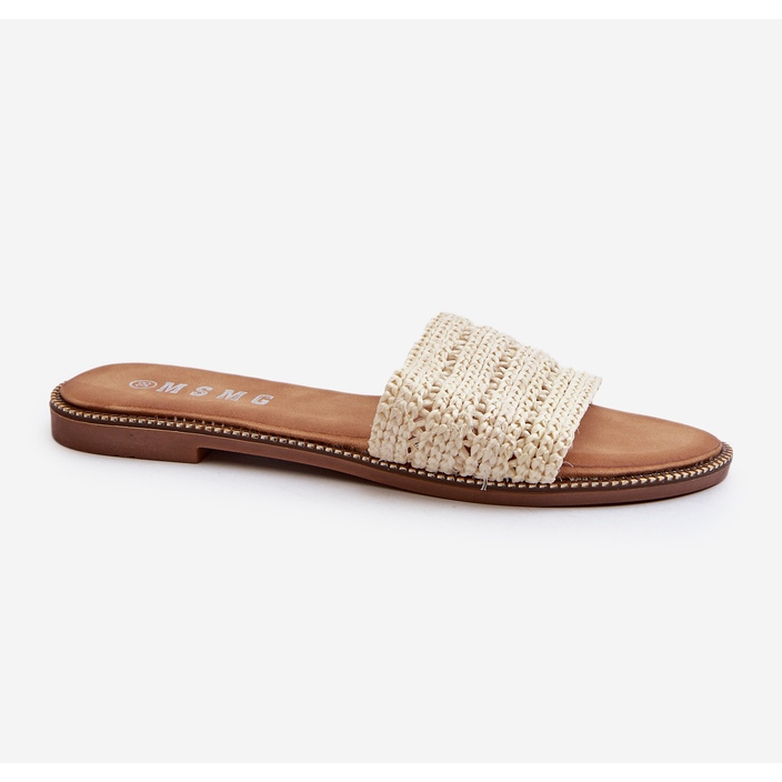 Sandali Da Donna Con Tacco Piatto Intrecciato, Radianti Beige Chiaro 1