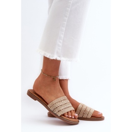 Infradito da donna Radians beige con tacco piatto intrecciato 2