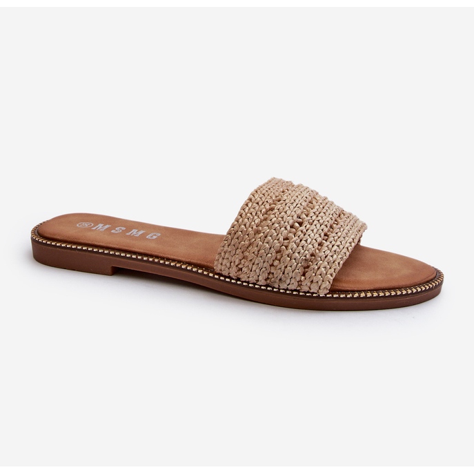 Infradito da donna Radians beige con tacco piatto intrecciato 1