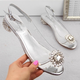 Sandali da donna trasparenti con zirconi argento Potocki WS43301 1