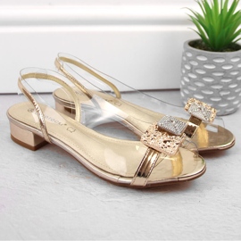 Sandali da donna in vernice trasparente con zirconi oro Potocki WS43303 d'oro 1