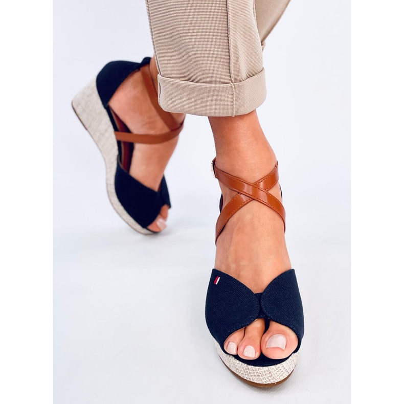 Sandali con zeppa open toe di Berna Navy blu 1