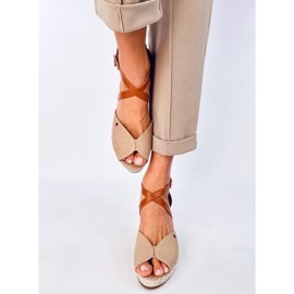 Sandali con zeppa open toe Berna Khaki beige 1