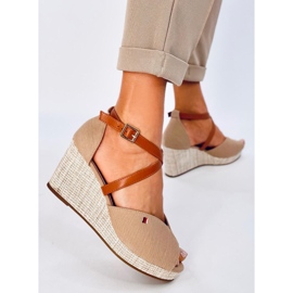 Sandali con zeppa open toe Berna Khaki beige 2