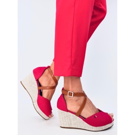 Sandali con zeppa open toe Berna Red rosso 2