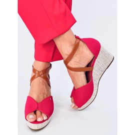 Sandali con zeppa open toe Berna Red rosso 1