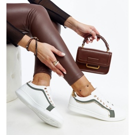 Sneakers bianche e verdi sulla piattaforma Amala bianco 1