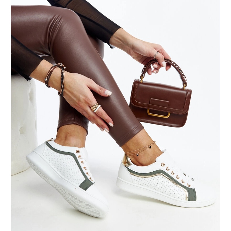 Sneakers bianche e verdi sulla piattaforma Amala bianco 1