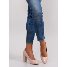 Décolleté laccate tacco largo m263p Beige multicolore rosa 1