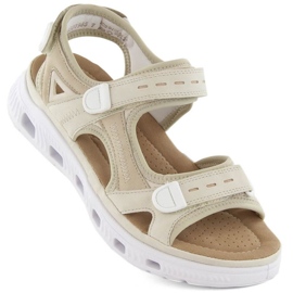 Comodi sandali con velcro Rieker W RKR691 beige 1