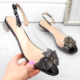 Sandali da donna in vernice trasparente con zirconi neri S.Barski MR38-383 nero 1