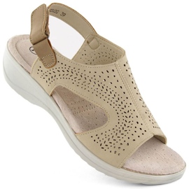 Sandali traforati con chiusura strappo Potocki W WOL239 beige 1