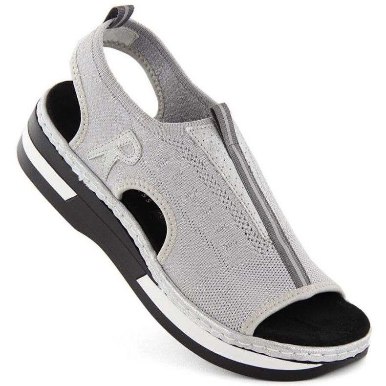 Comodi sandali slip-on Rieker W RKR686 metallizzato 1