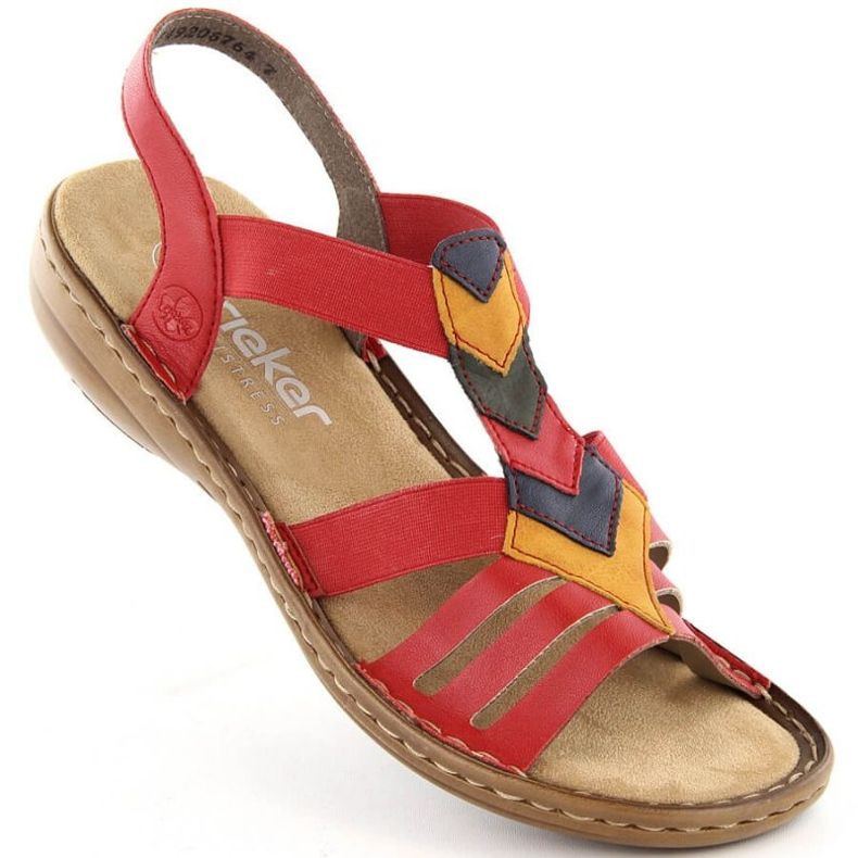 Comodi sandali con elastici Rieker W RKR690 rossi rosso 1