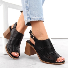 Sandali con tacco traforati neri da donna Sergio Leone SK565 nero 1
