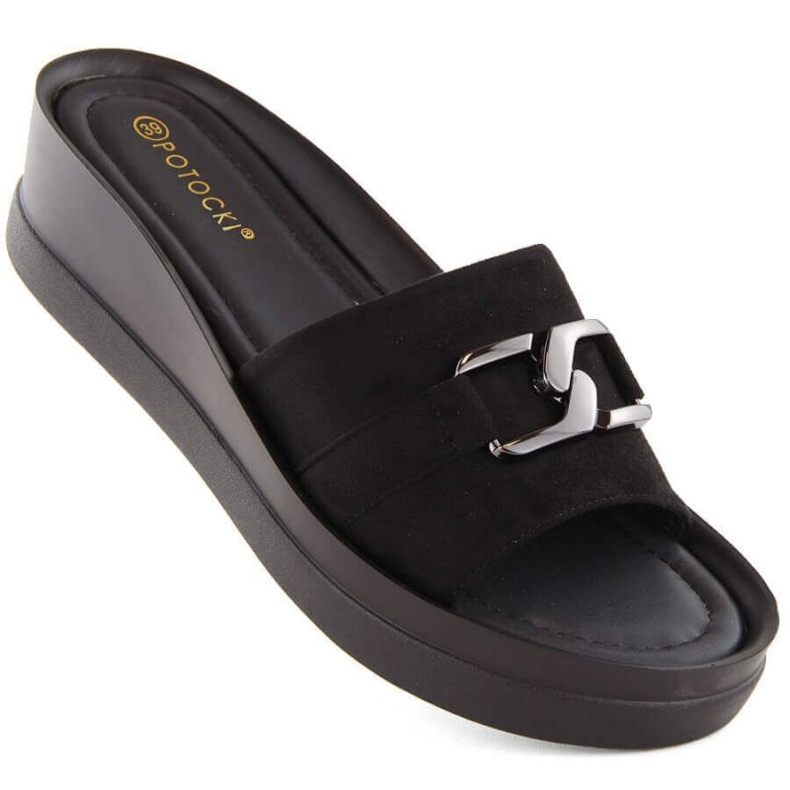 Sabot con zeppa in camoscio Potocki W WOL235 nero 1