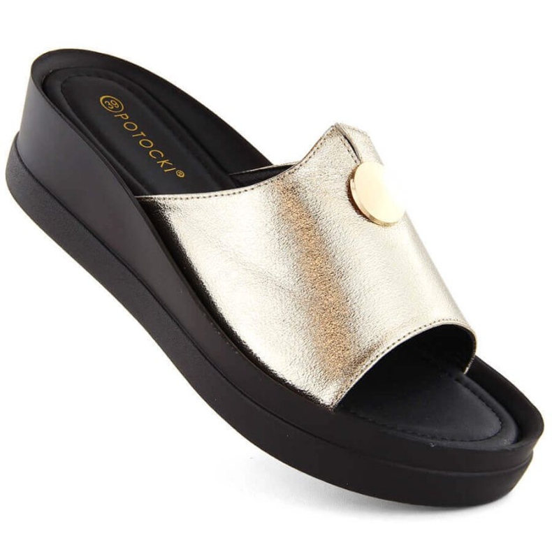 Sabot con zeppa color oro Potocki W WOL236 d'oro 1