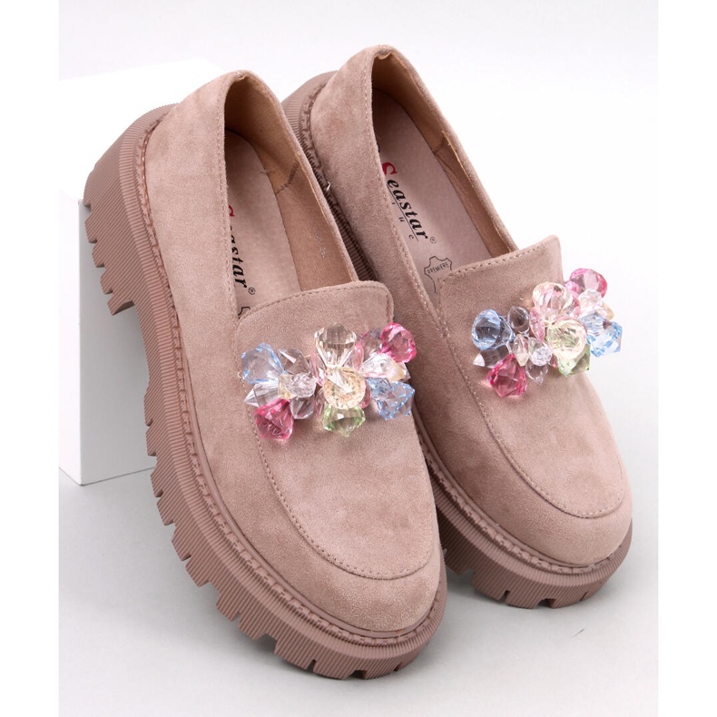 Stefani Mocassini con plateau color kaki beige 1