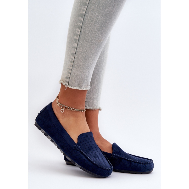 Mocassini da donna in pelle scamosciata Blu Navy Ranica 2
