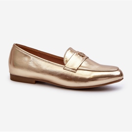 Mocassini con tacco piatto da donna color oro Sylvaine d'oro 2