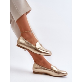 Mocassini con tacco piatto da donna color oro Sylvaine d'oro 1