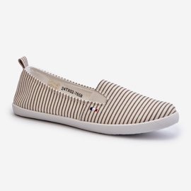 Scarpe da ginnastica a righe slip-on Pazaria beige da donna 1