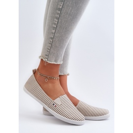 Scarpe da ginnastica a righe slip-on Pazaria beige da donna 2