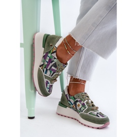 Sneakers in pelle da donna sulla piattaforma Maciejka 06390-09 Celadon verde 1