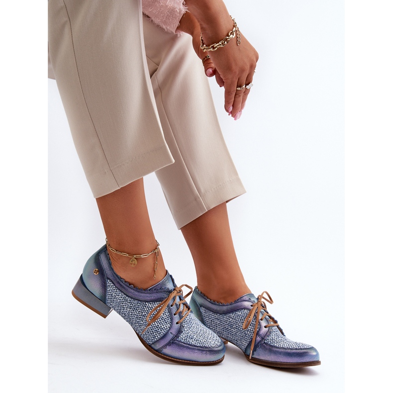 Scarpe Stringate da Donna Pelle Naturale Maciejka 06452-06 Blu 2